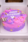 Happy anniversity Celebration Cake with Candles – Elegant Lavender Design