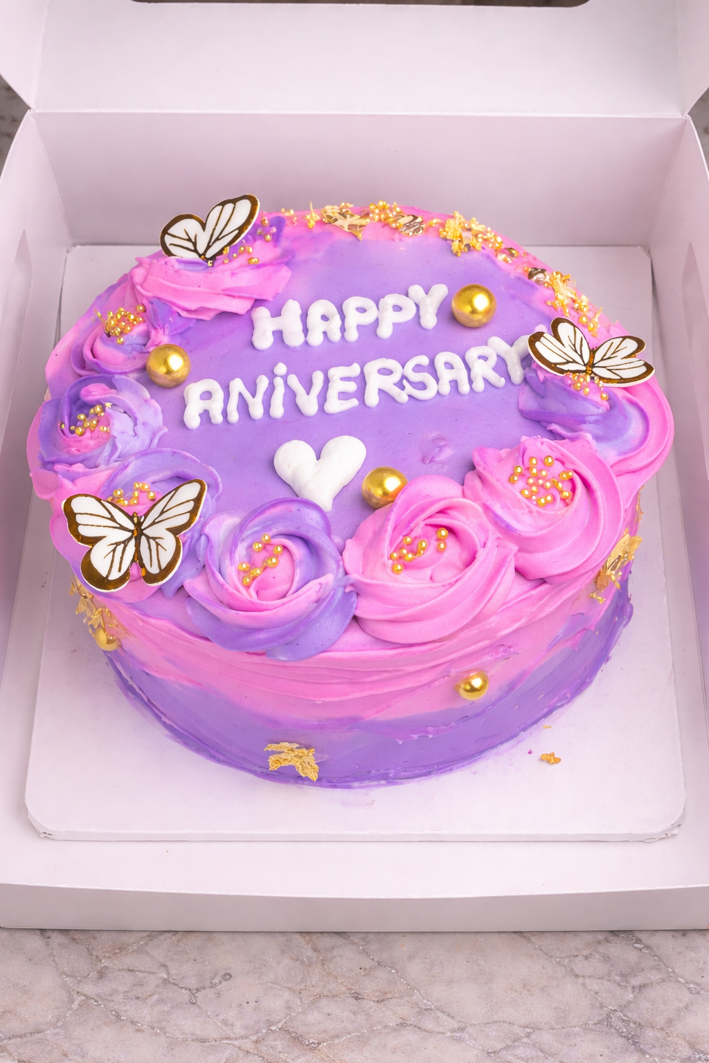 Happy anniversity Celebration Cake with Candles – Elegant Lavender Design