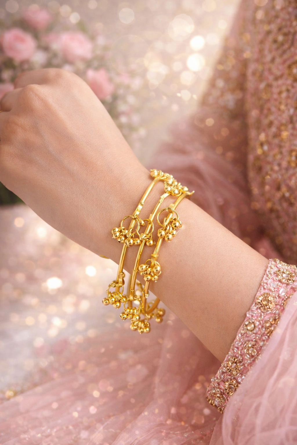 Elegant Kashmiri Gold Plated Bangles Set (Size 2.6 & 2.8)