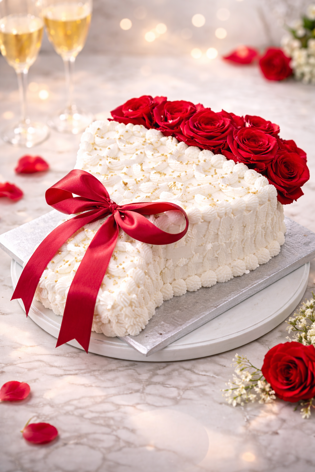 Heart Shape trending flower Luxury Cream Cake – Romantic Special Design