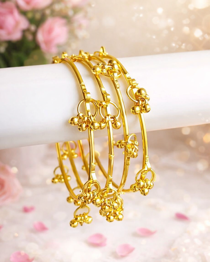 Elegant Kashmiri Gold Plated Bangles Set (Size 2.6 & 2.8)
