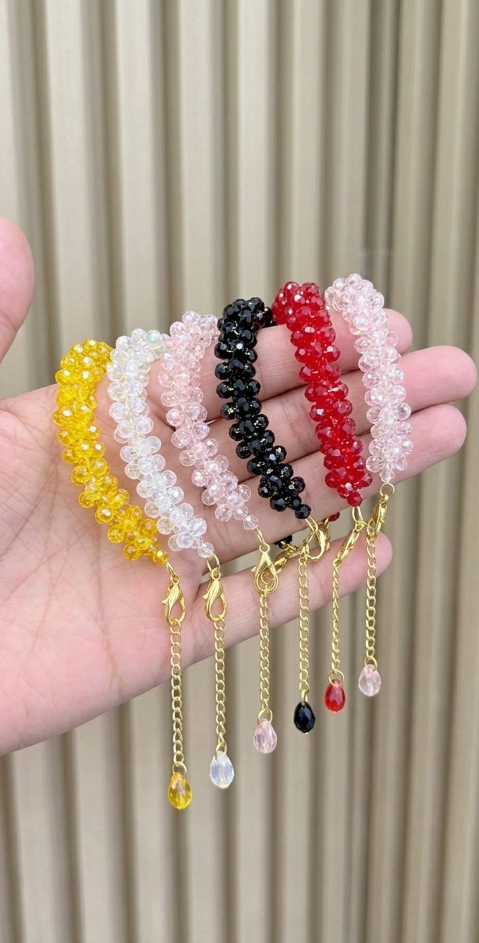 Elegant Crystal Beaded Bracelet – Premium Stylish Hand Jewelry