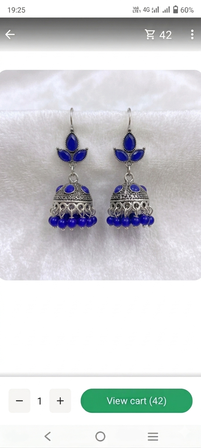 Jhumka Earrings with Colorful Stone Accents