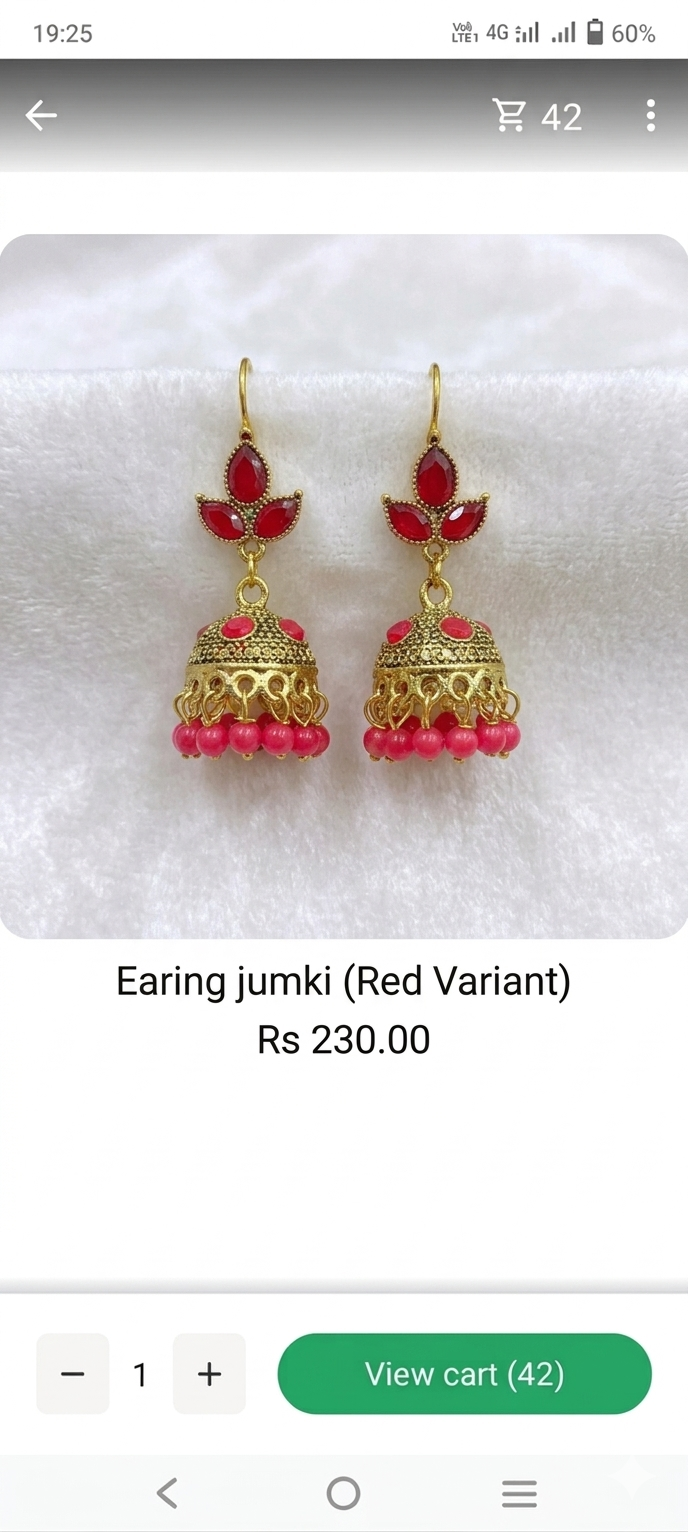 Jhumka Earrings with Colorful Stone Accents