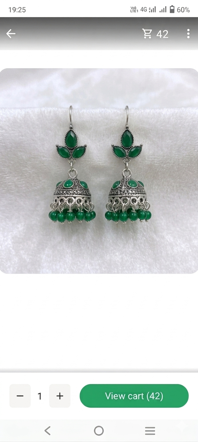 Jhumka Earrings with Colorful Stone Accents