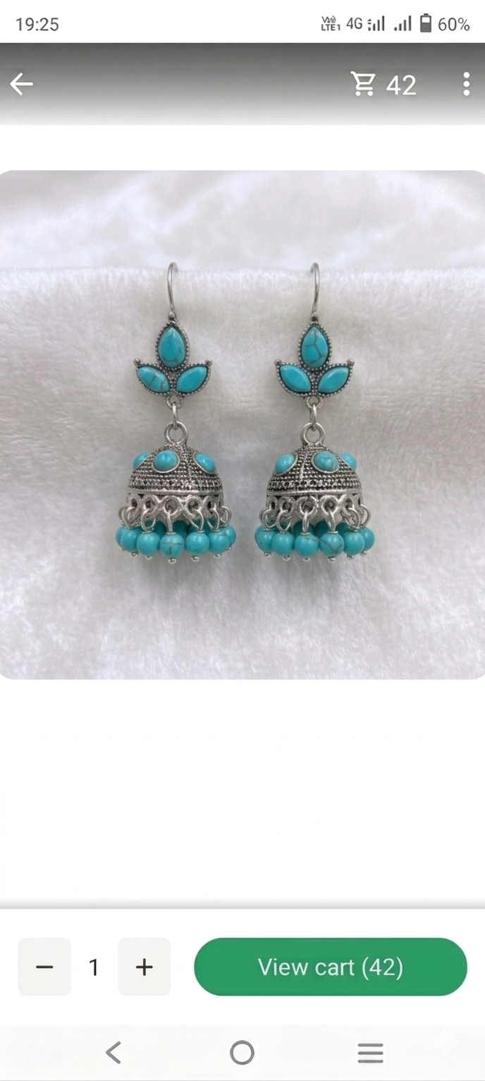 Jhumka Earrings with Colorful Stone Accents