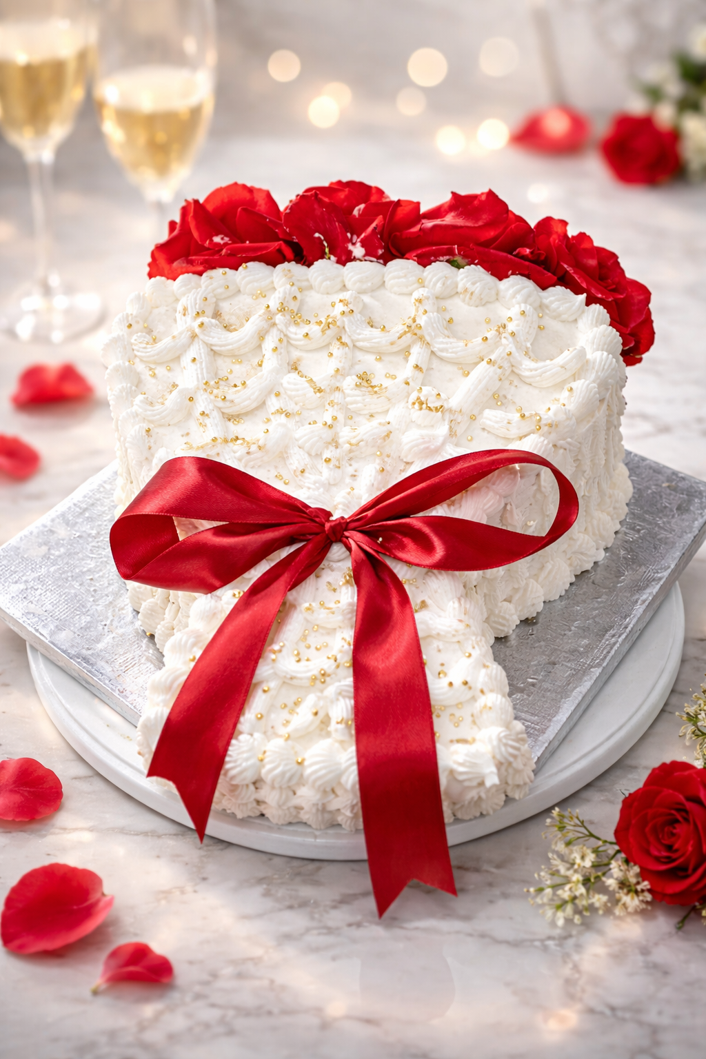 Heart Shape trending flower Luxury Cream Cake – Romantic Special Design