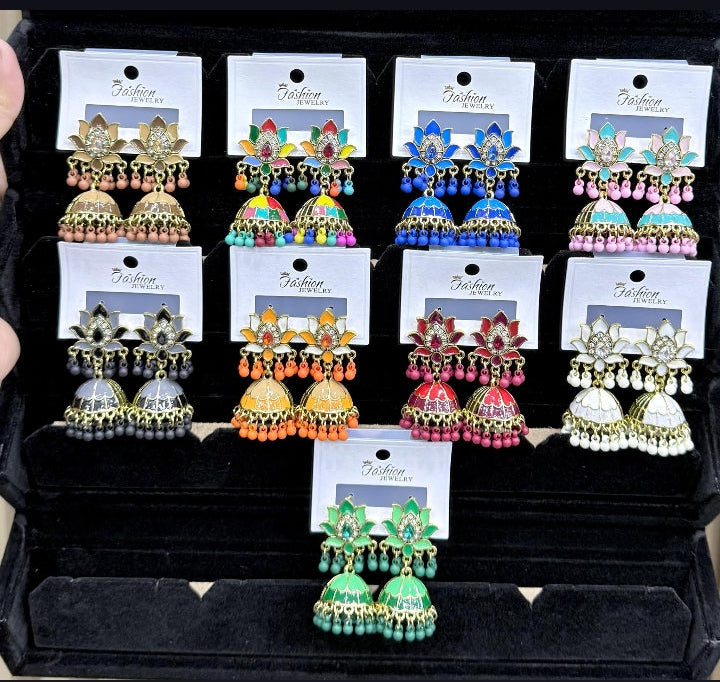 Traditional Earrings with Colorful Stone Accents