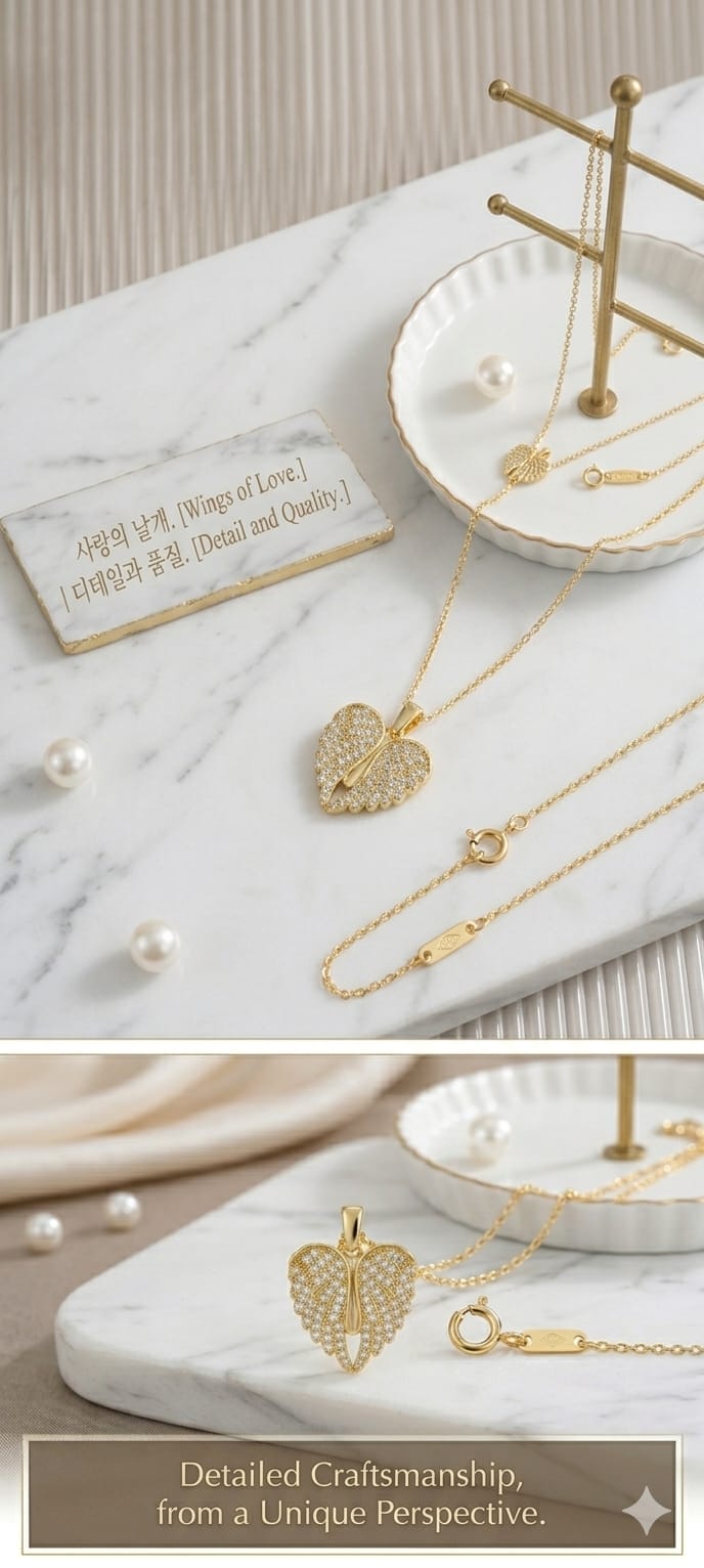 Golden Angel Wings Pendant Necklace – Elegant & Stylish Jewelry 💛