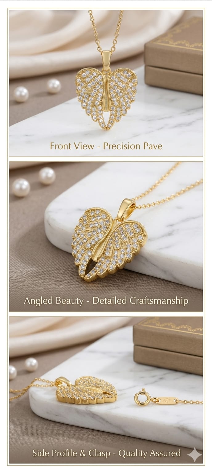 Golden Angel Wings Pendant Necklace – Elegant & Stylish Jewelry 💛