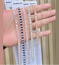 Elegant Multi-Color Baguette Crystal Tennis Bracelet Collection on Marble